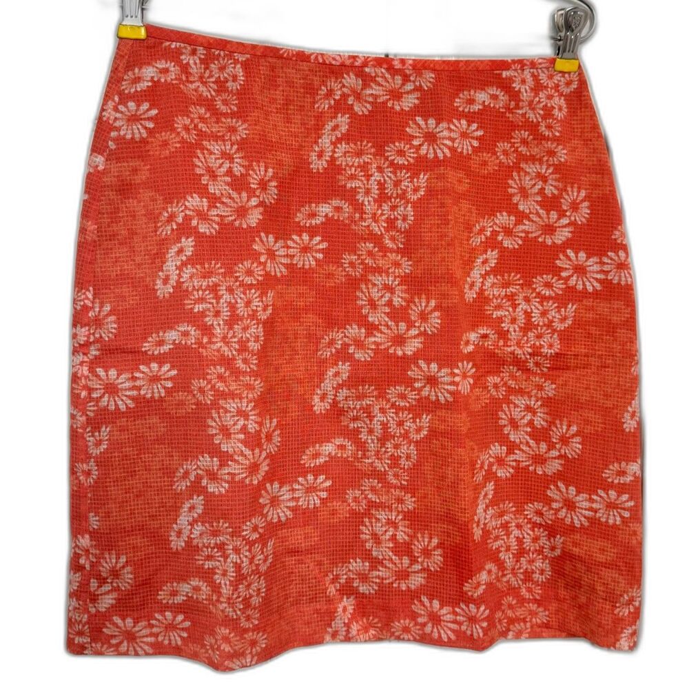 2/$40 Banana Republic Red Orange Floral Print Midi Skirt